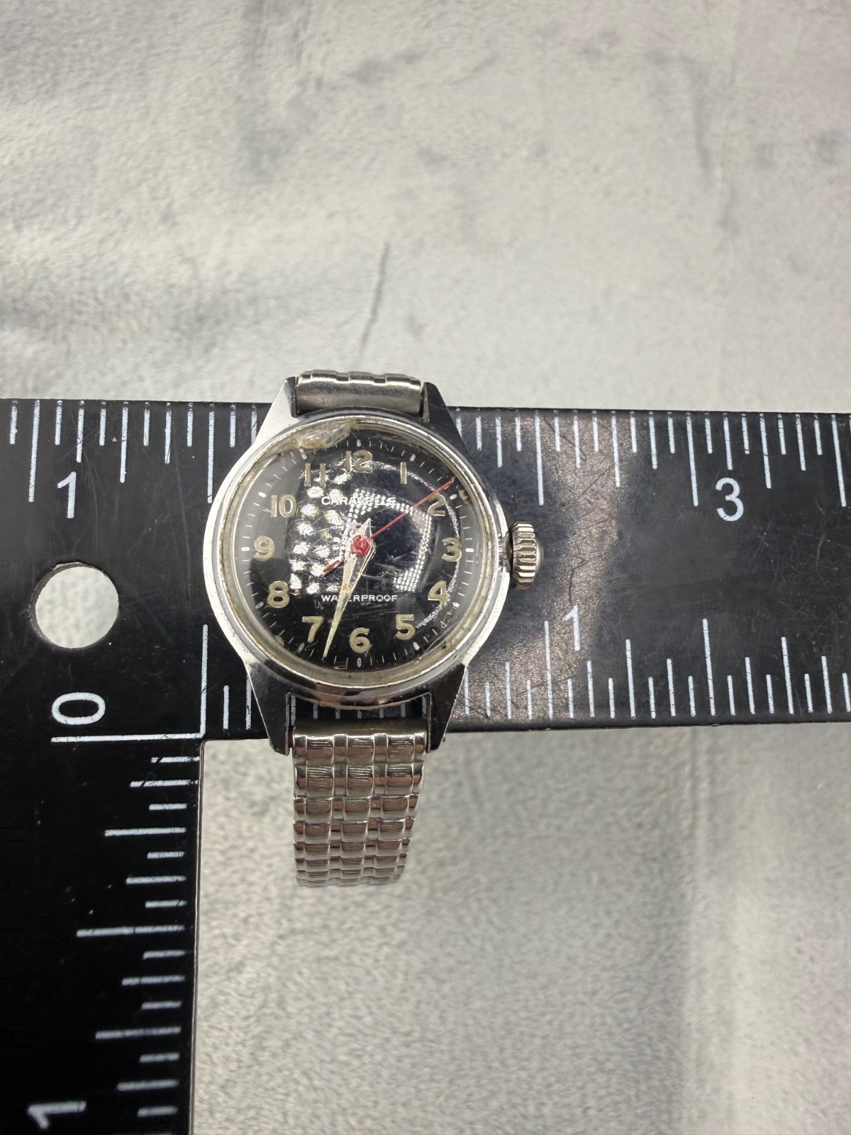 Vintage Caravelle By Bulova Automatic Silver Tone Watch 6” RUNS