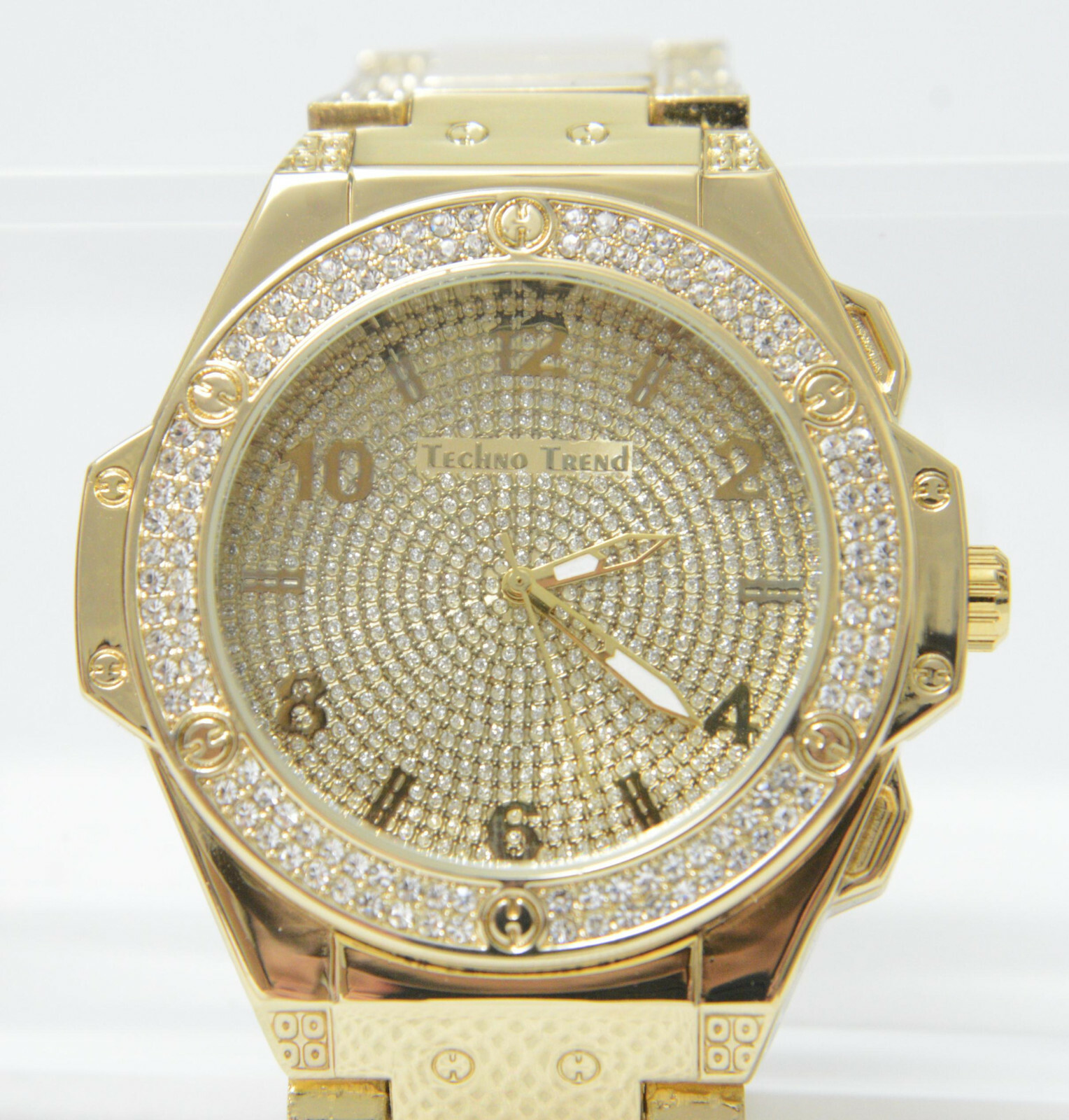 Men Iced Watch Bling Rapper Simulate Diamond Gold Hip Luxury Birthday Gift New
