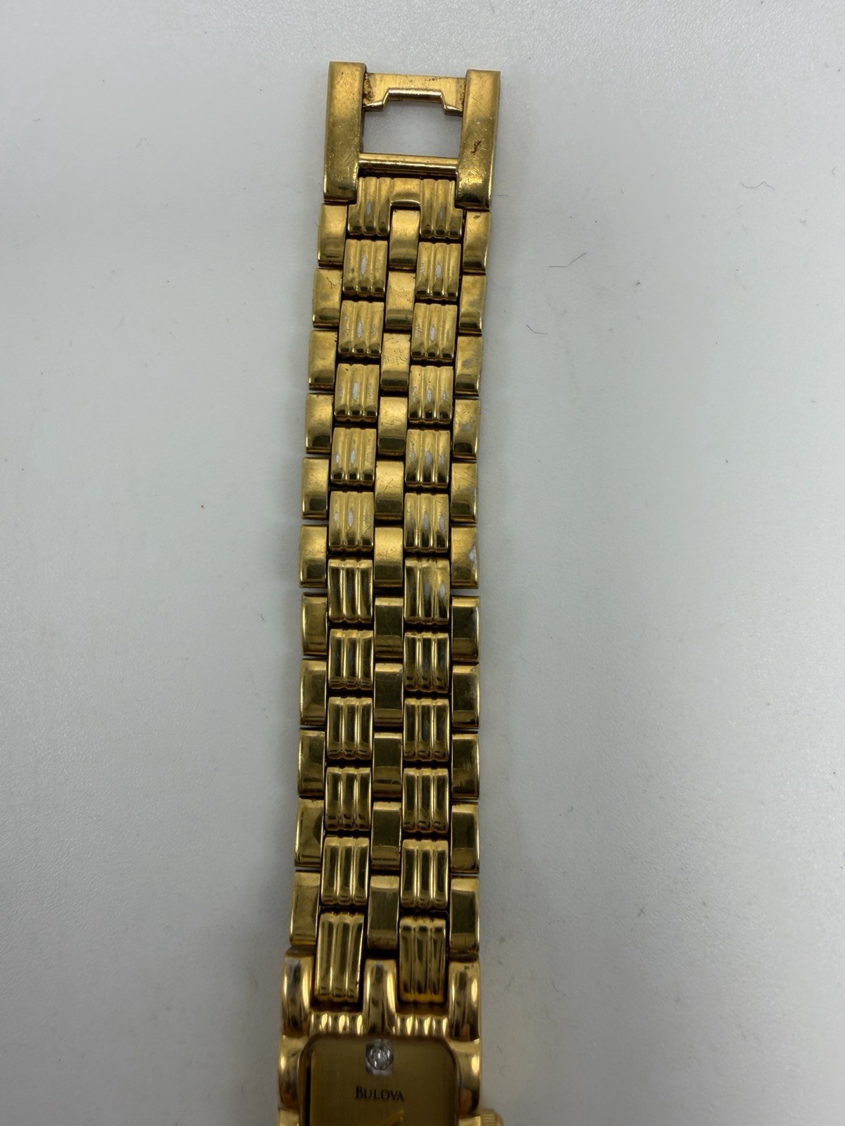 Bulova 97P13 New Battery Vintage Ladies Watch 14MM 6″ T9 1999 Gold Tone Tank