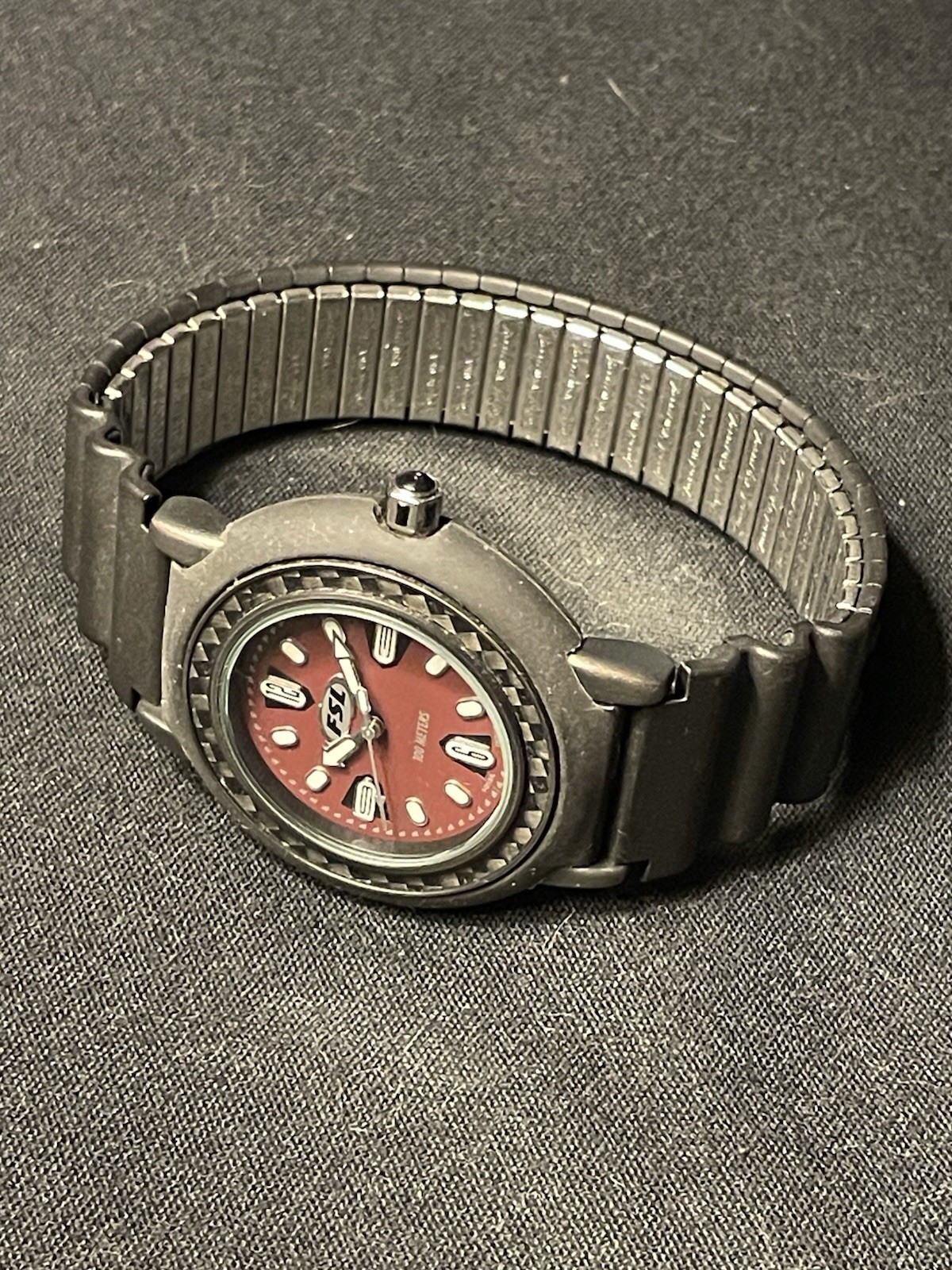 Fossil Men’s Watch Black Rubber Silicone Encased Steel Expansion Band FL 4118