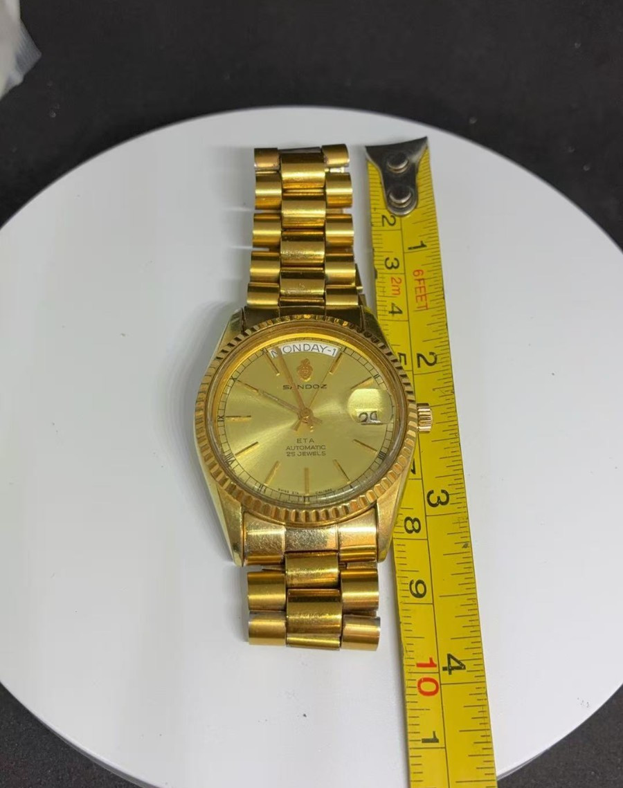 SANDOZ 35.5mm SWISS ETA 2834-2 25J AUTOMATIC President Men’s Watch (Lot2816)