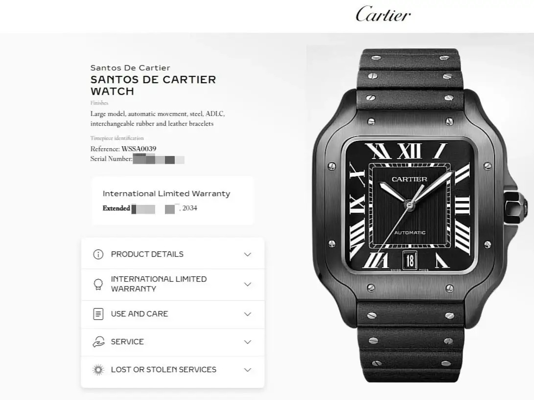 Cartier Santos WSSA0039 Large ADLC Automatic 39.8MM Mint Factory Warranty Box