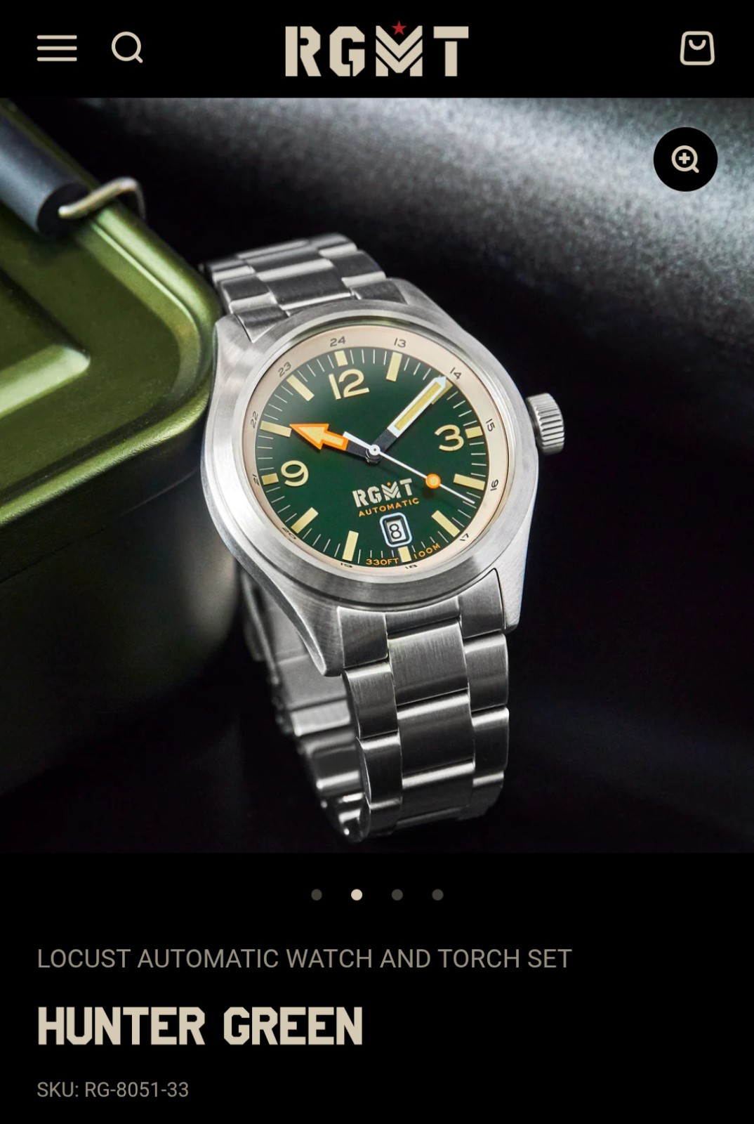 RGMT: LOCUST – AUTOMATIC WATCH AND TORCH SET_ HUNTER GREEN_SKU: RG-8051