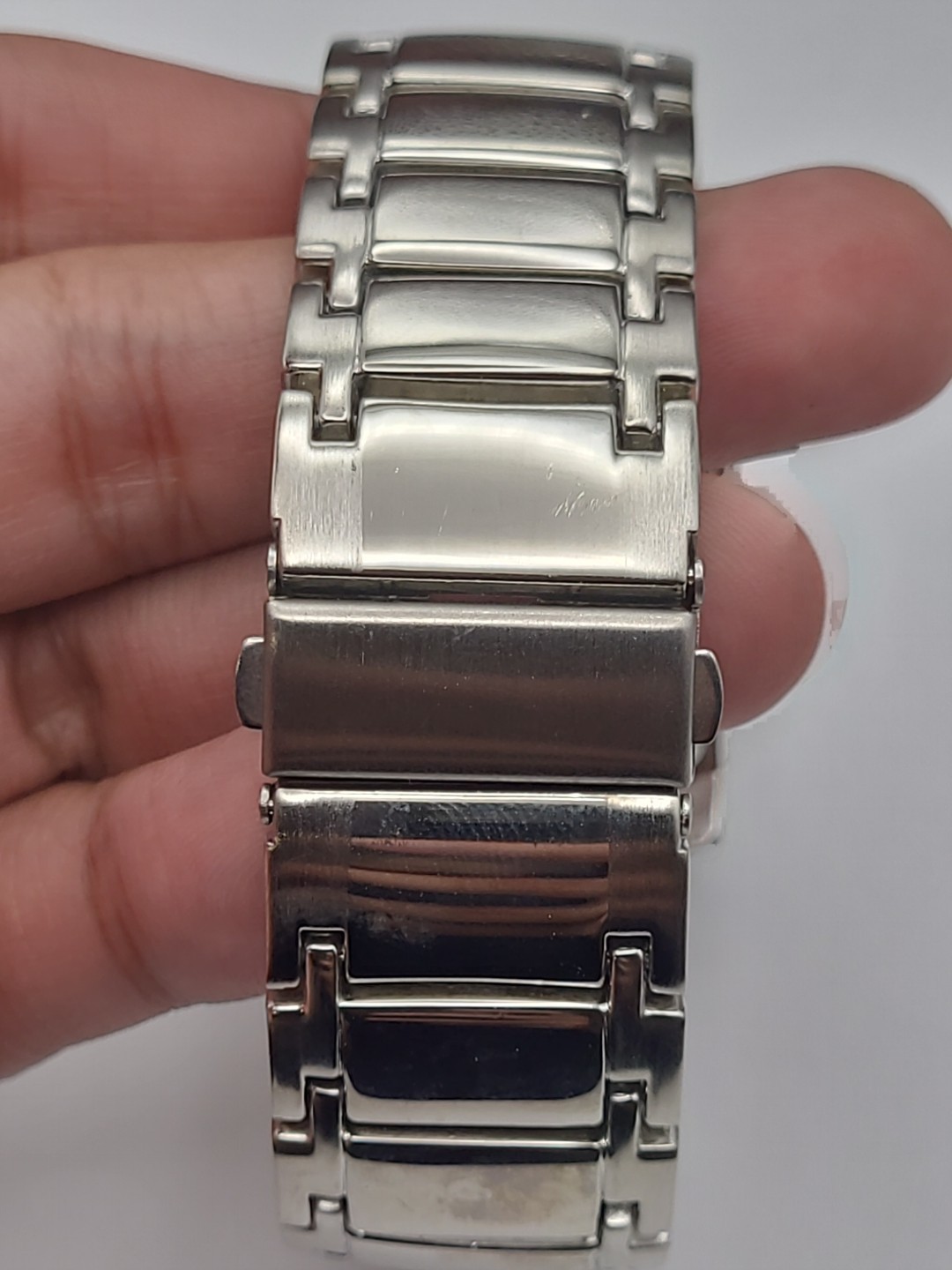 Chrome Men’s Watch Silver Tone Black Dial Stainless Steel New Battery Working