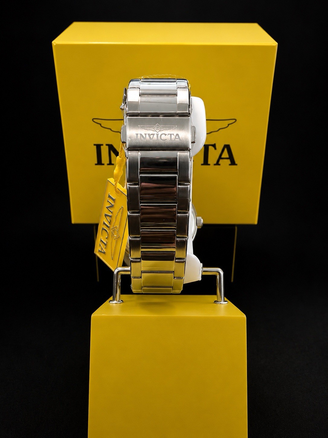 Invicta 48493 Men’s Quartz Wristwatch 44mm Steel Orange Sunburst Dial 50m Box