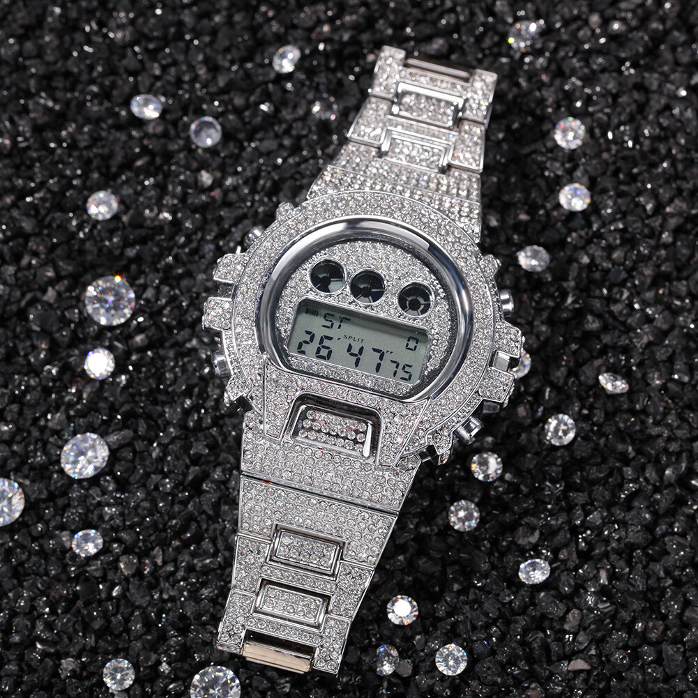 watches full diamond electronic time display fashion design upscale luxury