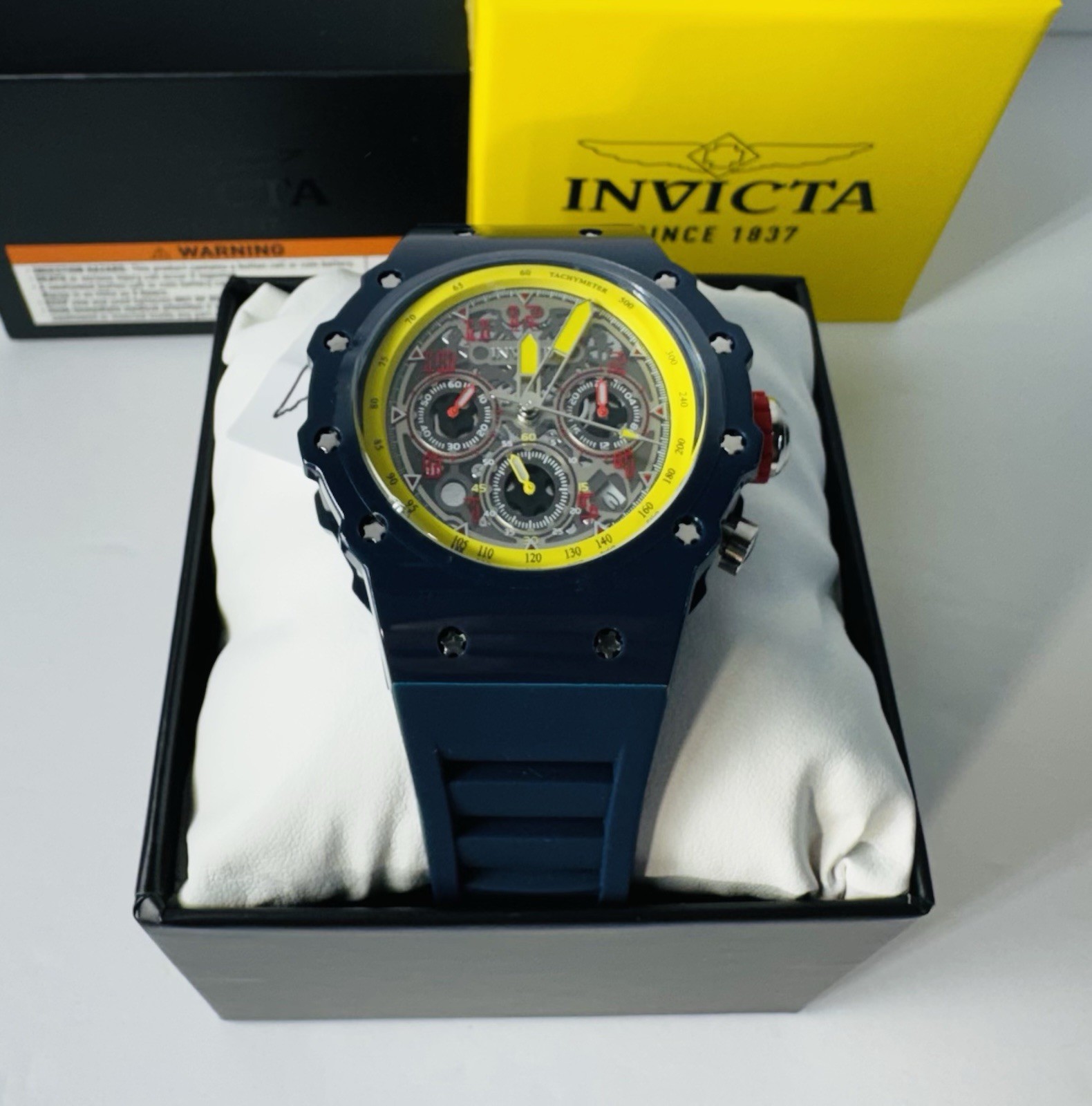 Invicta Racing Vaulthan Men’s Watch 44mm Navy Blue Yellow Red 69661