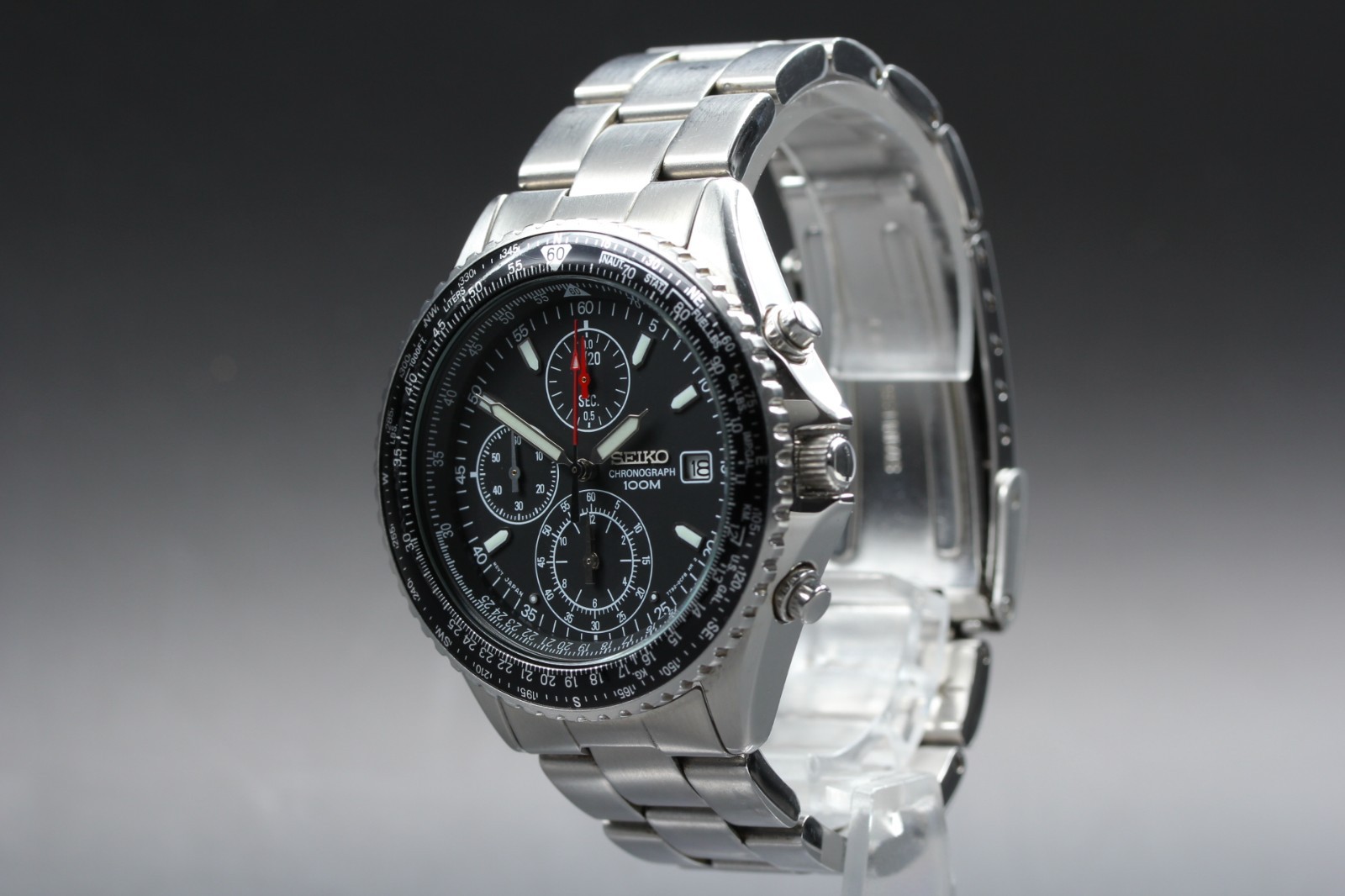 [ Near MINT ] SEIKO Flightmaster 7T92-0CF0 40mm Black Dial Quartz Men’s Watch