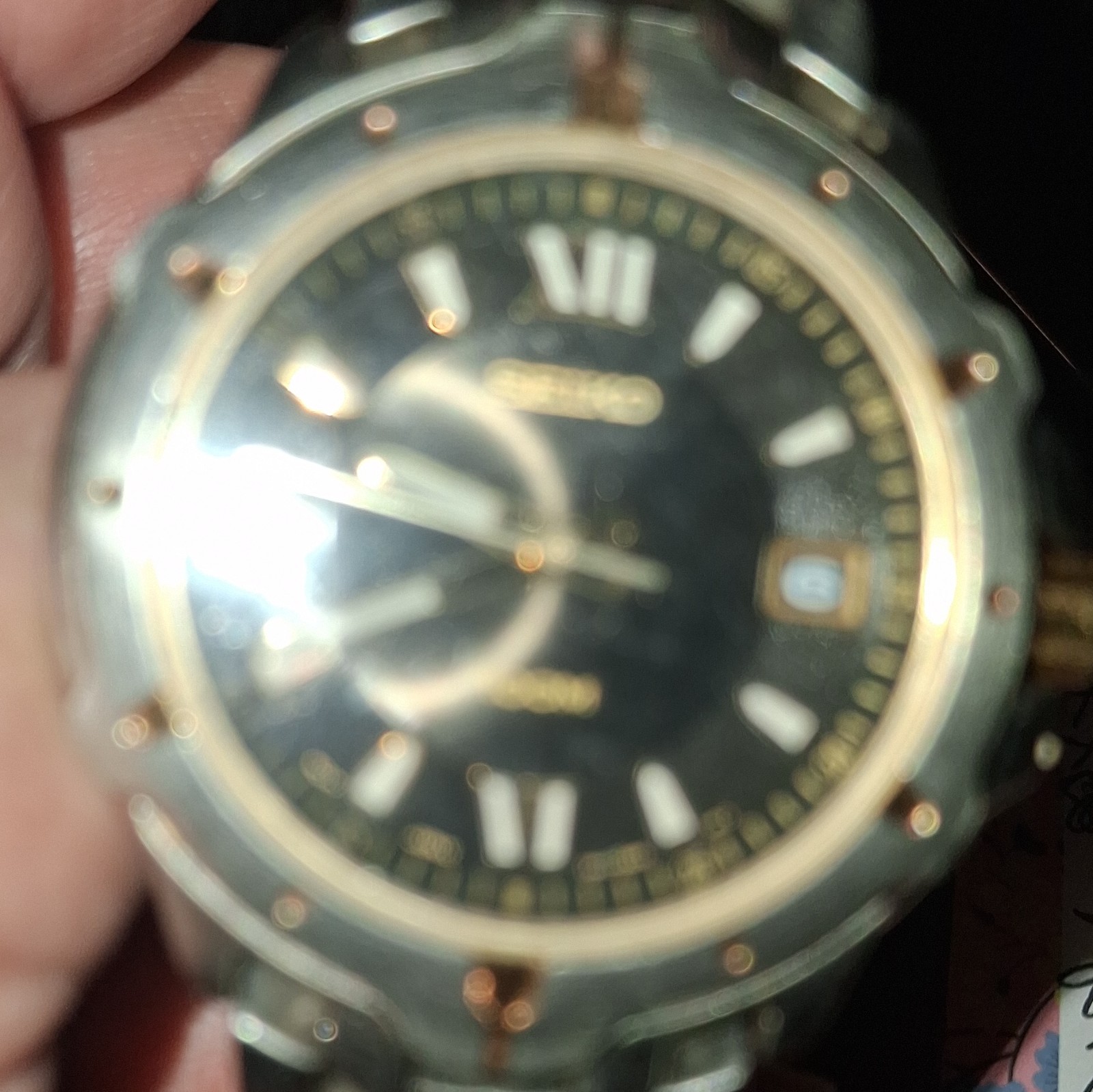Seiko Quartz 100m Black Dial Date Two-Tone Stainless Steel Bracelet Watch
