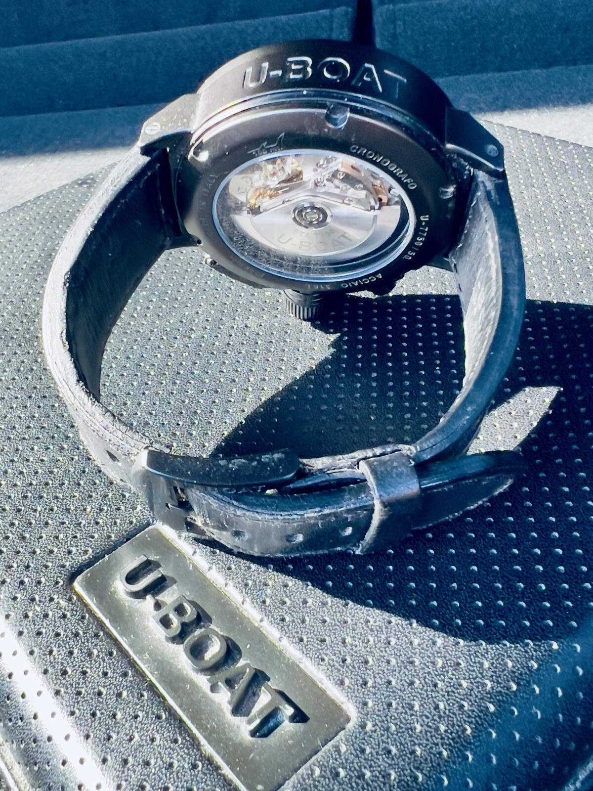 U-BOAT Flight Deck 50mm Black Automatic Dial Leather Strap – U7750