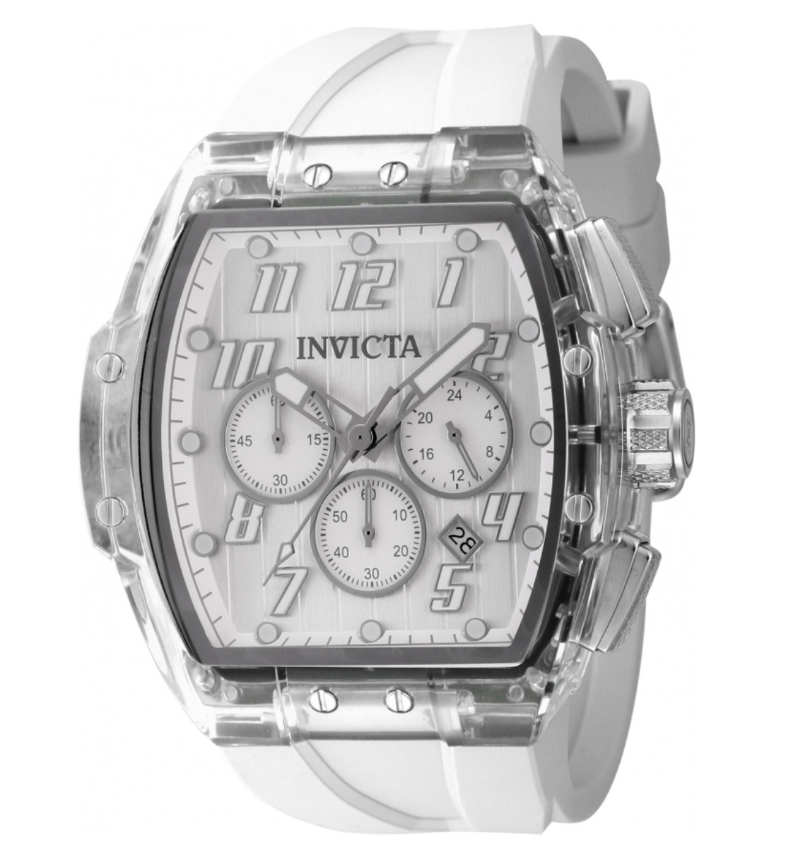 Invicta S1 Rally Crystal Chronograph Men’s 47mm Clear Case White Watch 45481