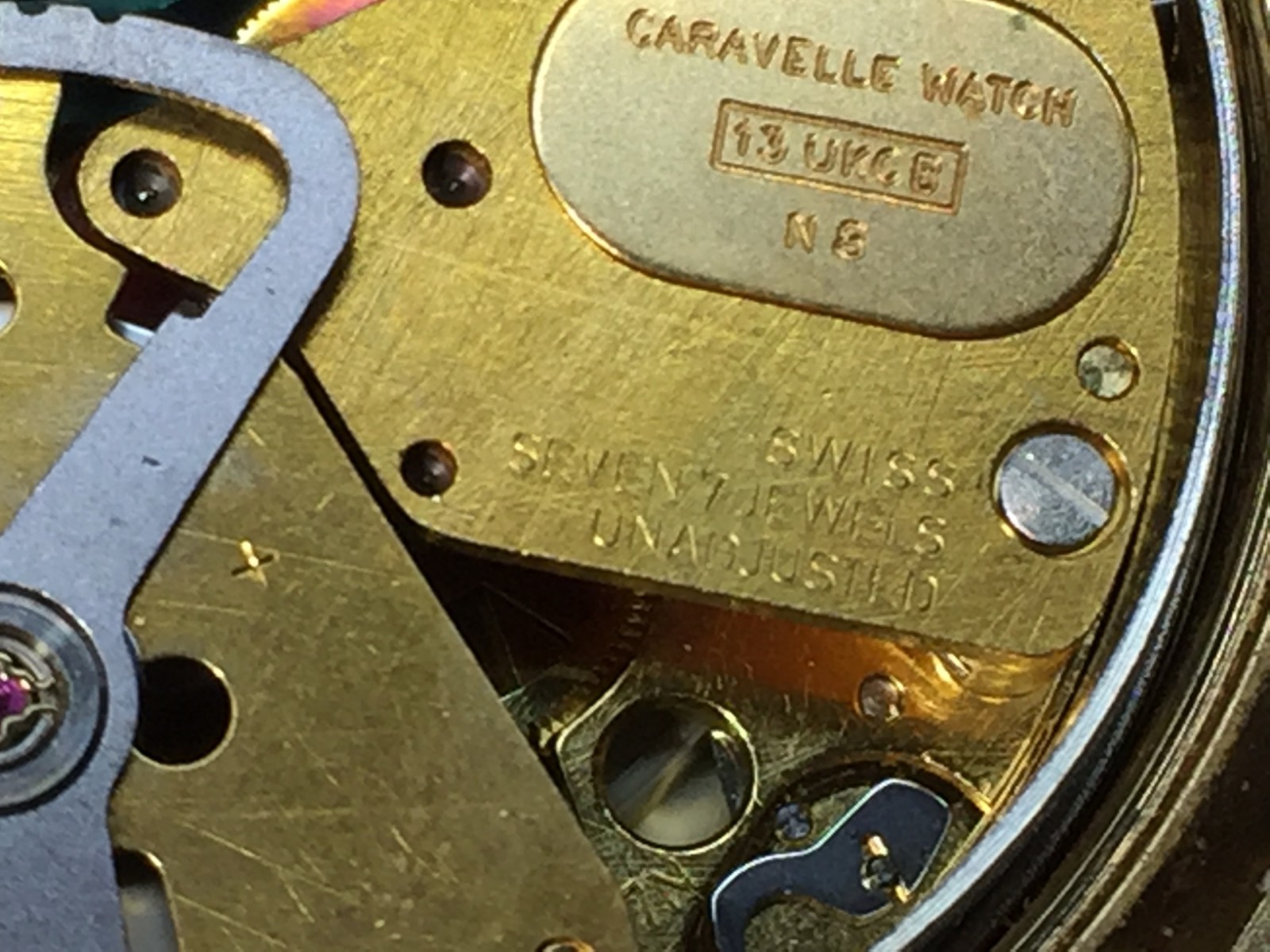Vtg 1970’s Caravelle Electrotime Day Date Wristwatch Steel & Gold Tone 7J Works