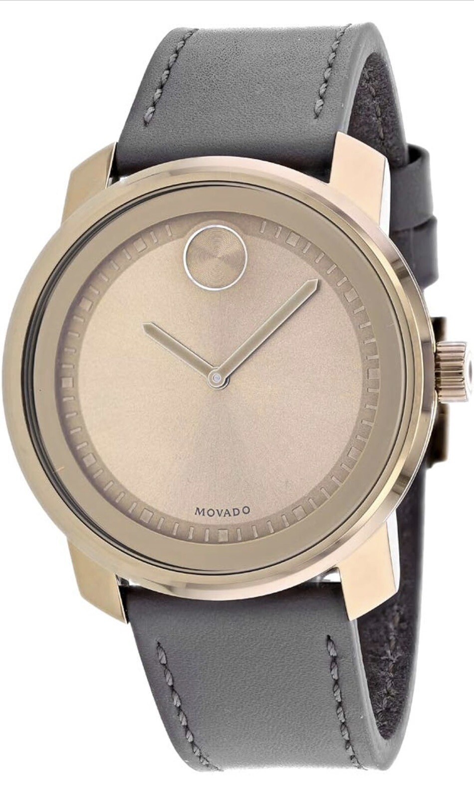 Brand New Movado Bold Men’s 42mm Bronze Dial Gray Leather Strap Watch 3600672