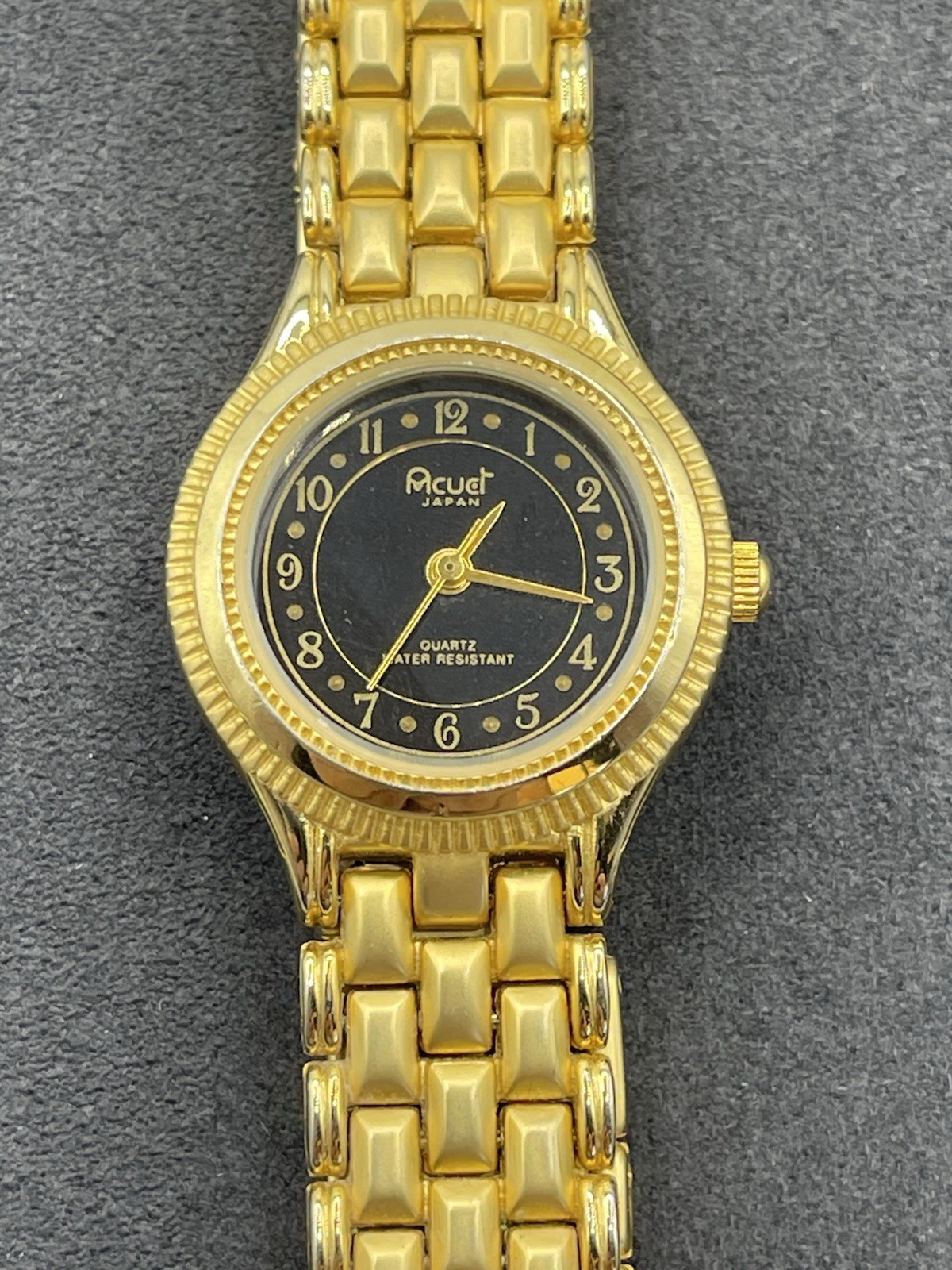 Acuet Japan Quartz Women’s Dress Watch Water Resistant Gold Bracelet Black Dial