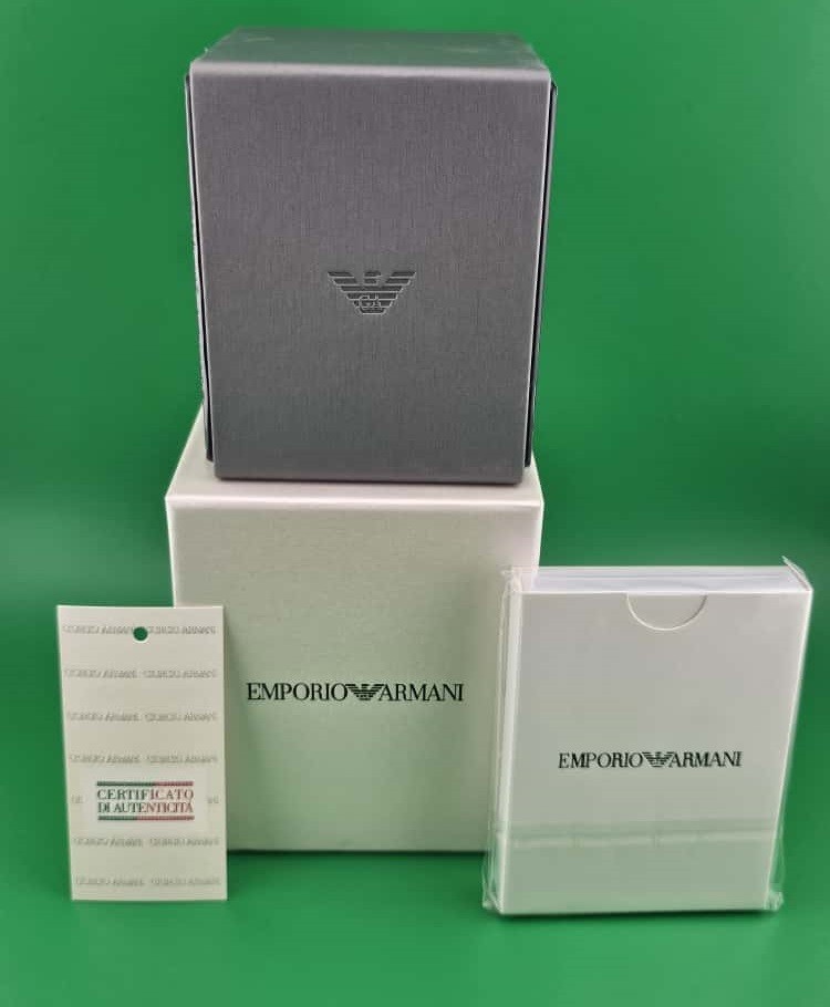 EMPORIO ARMANI MENS WATCH AR1979 BLUE DIAL & GREY MESH STRAP GENUINE UK