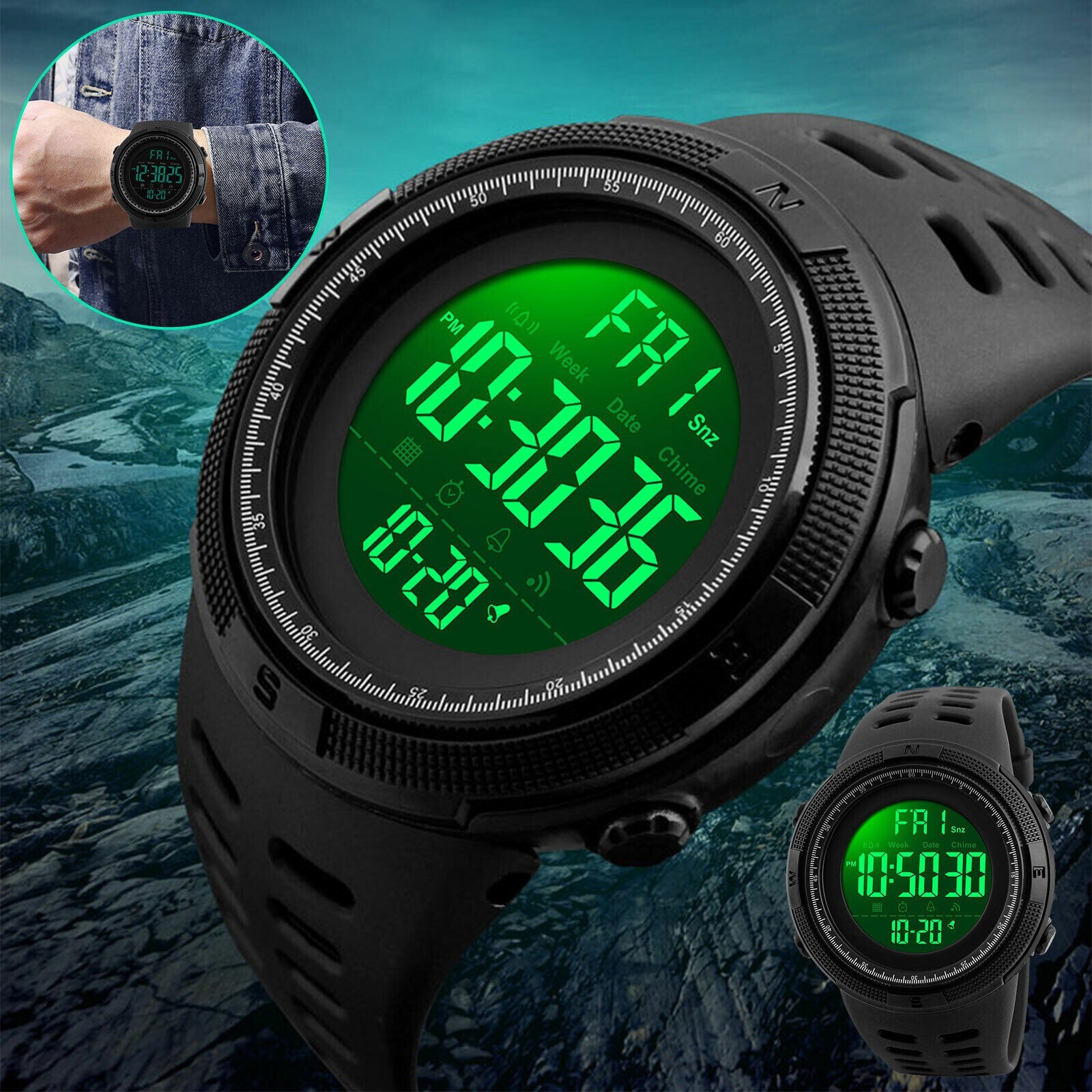 SKMEI Men’s Digital Army Military Sport Quartz Analog Chrono Waterproof Watch US