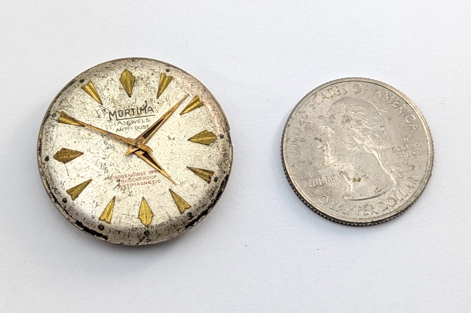 Vintage MORTIMA Cattin Morteau 17j France Men’s 30mm Watch Movement PARTS REPAIR