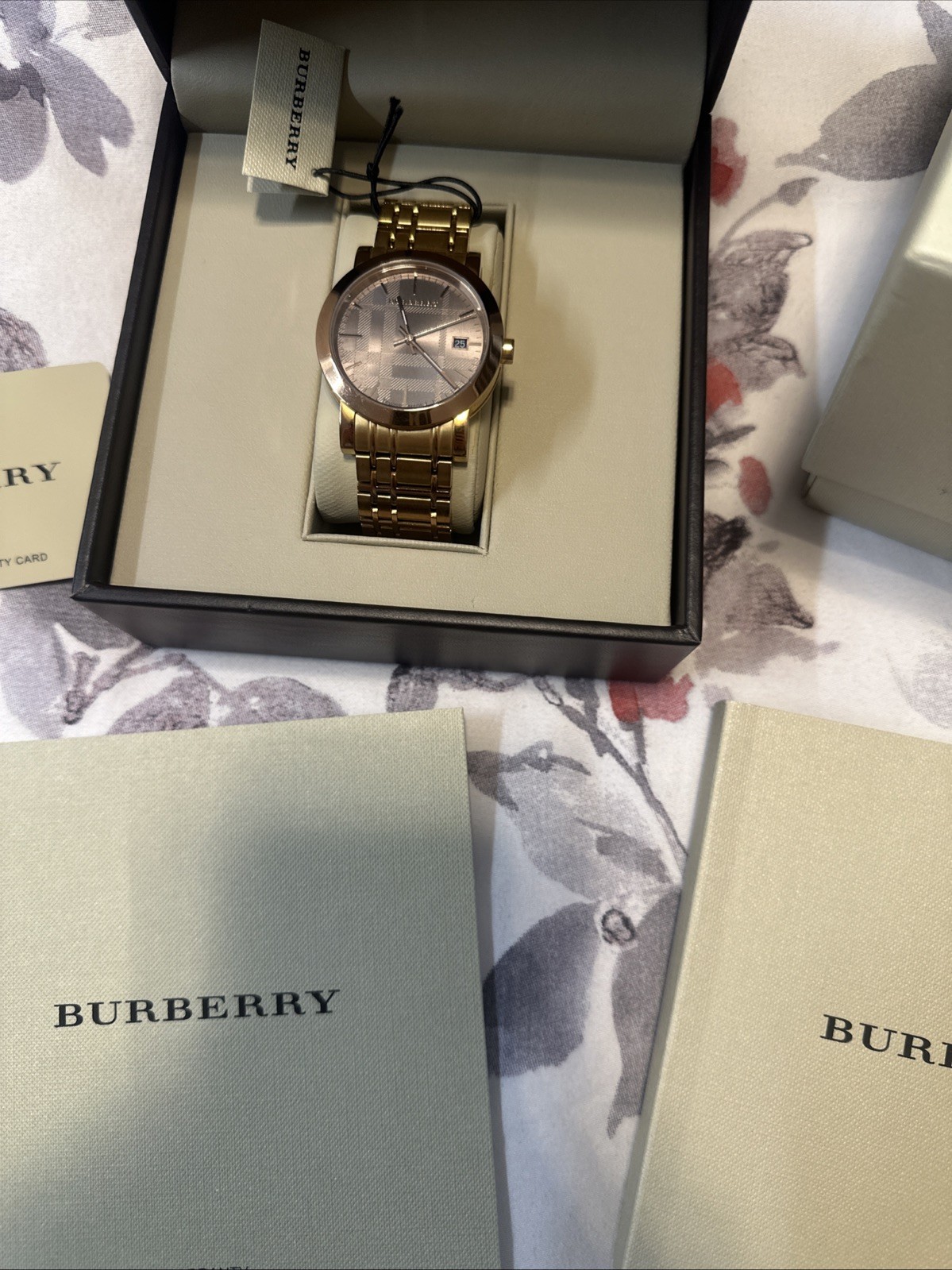Burberry BU1861 Women’s Rose Gold Stainless Steel Watch w/ Box & Papers