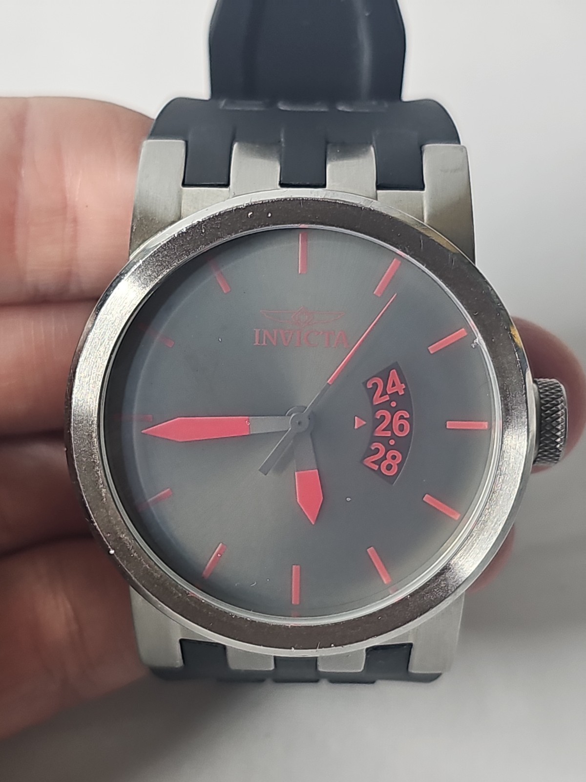 Mens Invicta 15mm DNA Urban Wrist Watch 10402 Red/Silver/Black Band