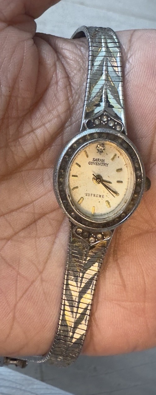 Vintage Sarah Coventry Supreme Stainless Steel Two-tone Women’s Watch 8.5in