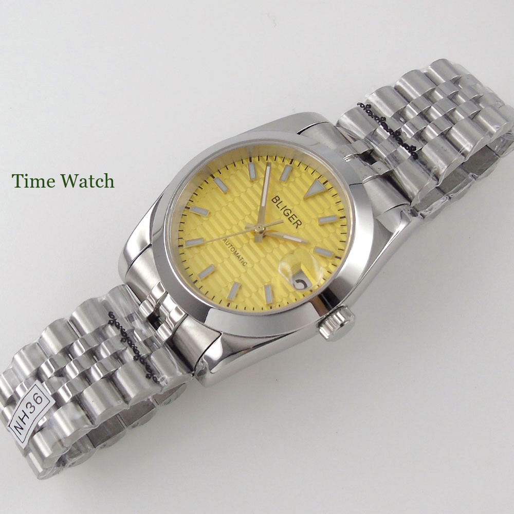 Sapphire NH35 Men’s Automatic Watch Date Blue/White/Yellow 39mm/36mm Jubilee