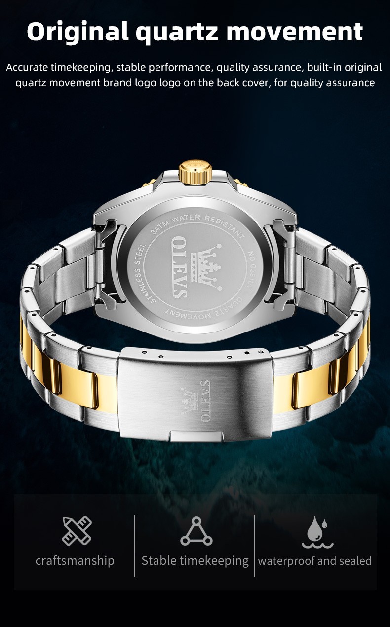 OLEVS 3610 Luminous Japan Movement Luxury Classics Male Gifts Quartz Wristwatch