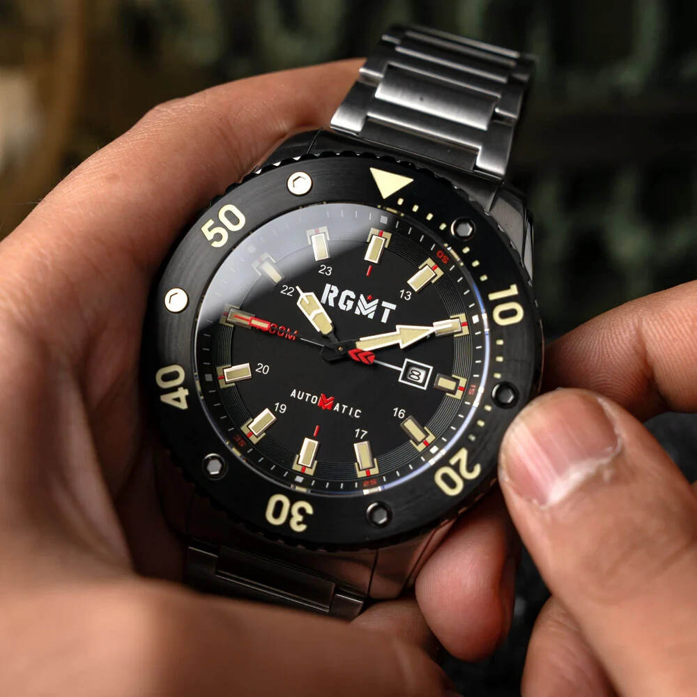 RGMT RG-8056-11 All-Brite Automatic Tactical Men’s Watch 100ATM $1,500 -NEW/RARE