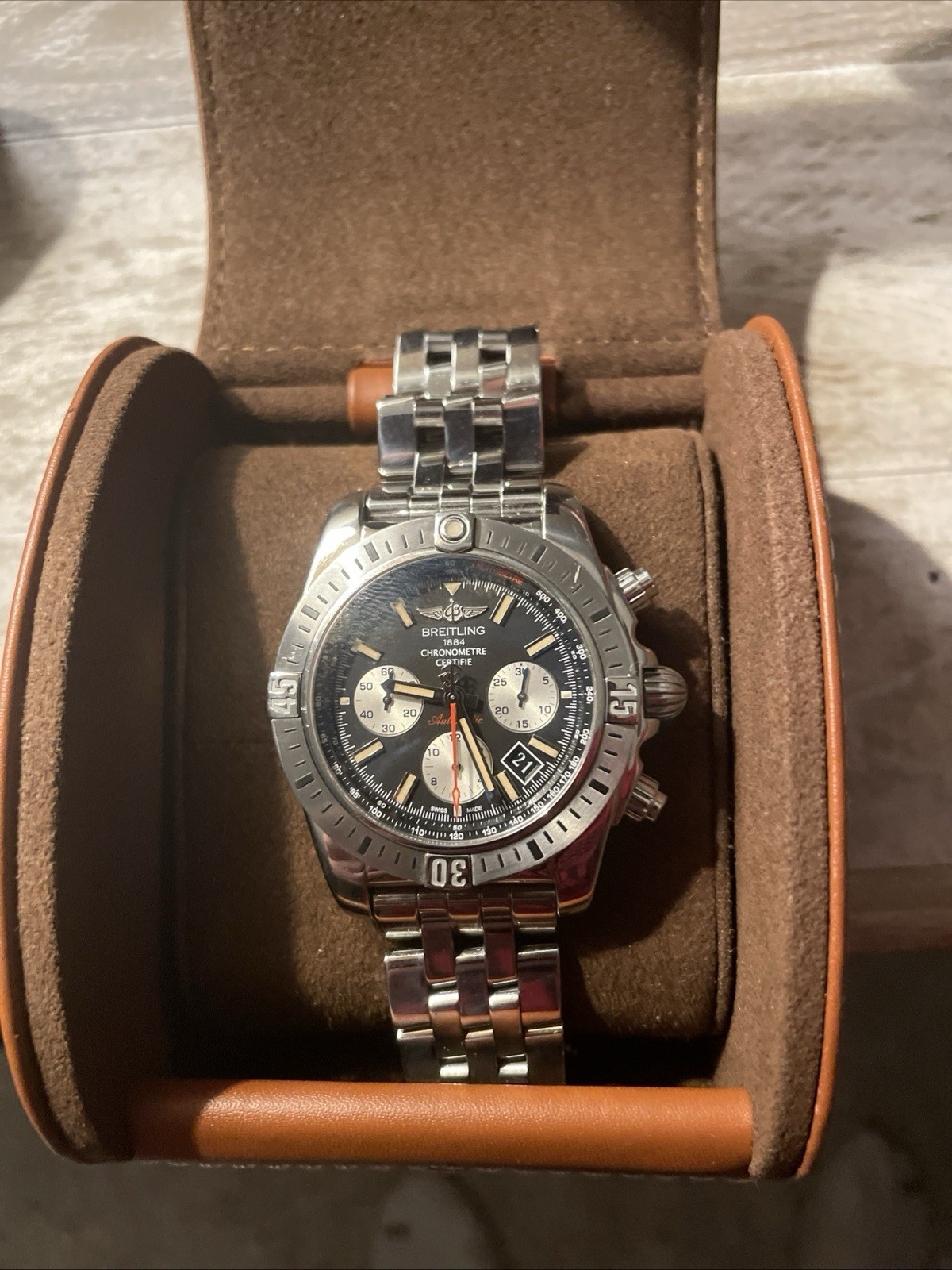 Breitling Chronomat 44 Airborne 30th Anniversary $9K MSRP Black Dial Box AB0115