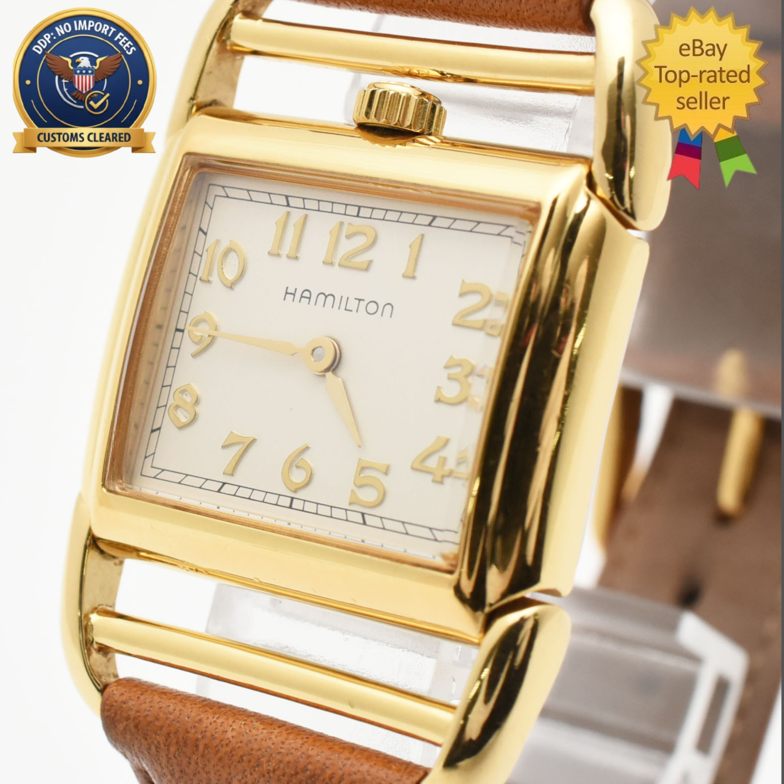 [ NEAR MINT ] HAMILTON 6176 27mm Contour Gold Dial Women’s Quartz Vintage Watch