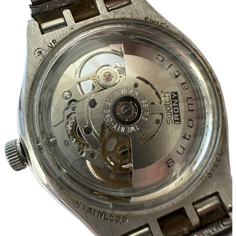 SWATCH Irony YAS100G Mens Automatic Skeleton Dial SS Watch Used Working