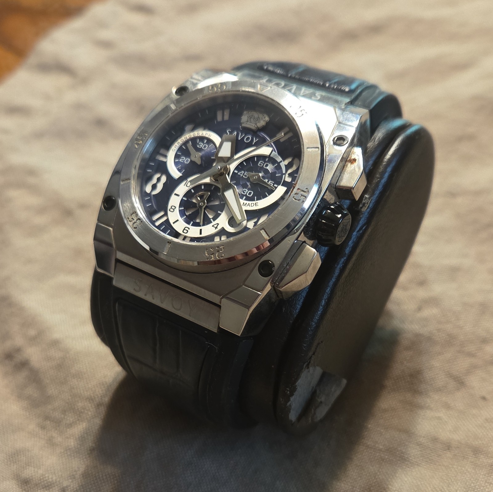 Savoy Midway 44mm Steel Chronograph Blue Dial Men’s Quartz Watch B1201C.03A.RB27