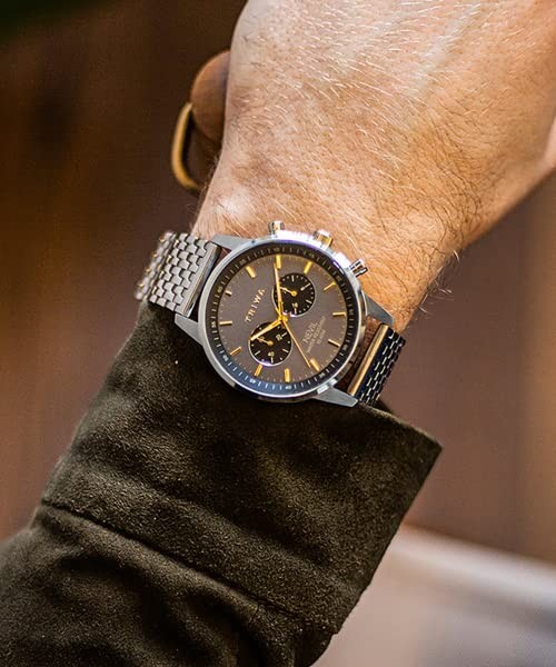 TRIWA Smoky Nevil NEST114 Chronograph Gray Silver Quartz Watch Sweden Y870154