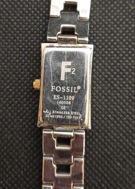 FOSSIL F2 Watch Two tone Gold & Silver ES-1109 All Stainless Steel NEW BATTERY