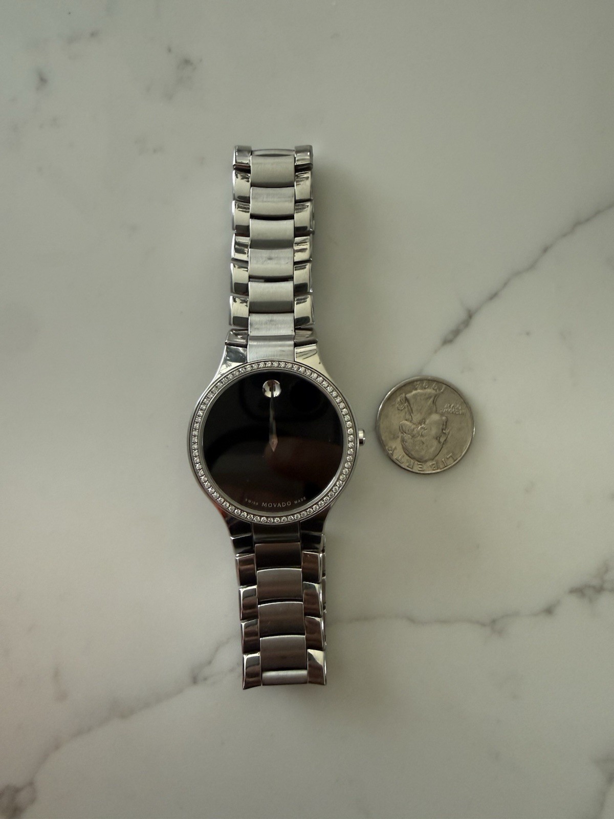 Movado Museum Watch Black Dial Stainless Steel Swiss Made Classic Minimalist