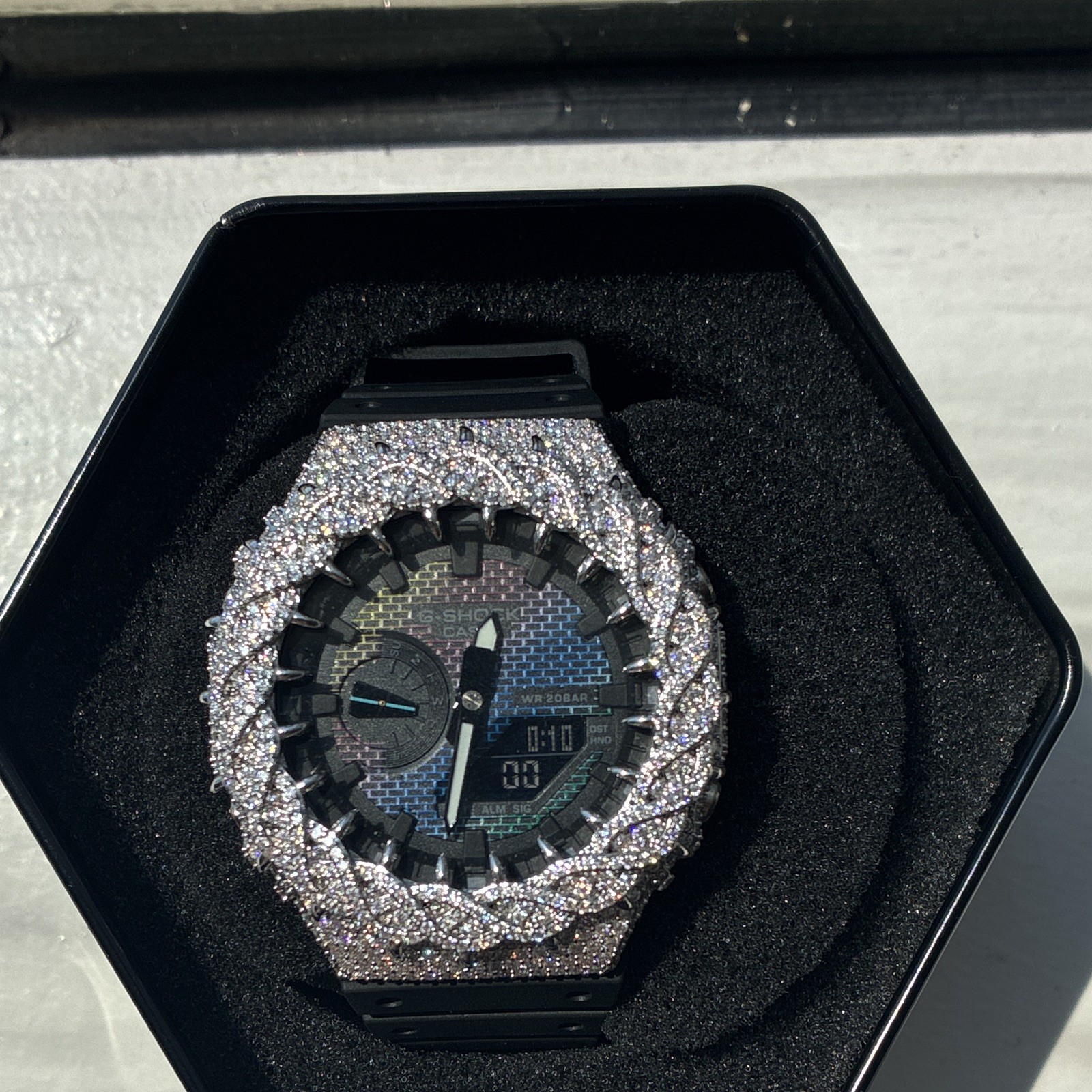 *ICED OUT* Casio G-SHOCK Analog/Digital Quartz Black Resin Watch w Box & Papers