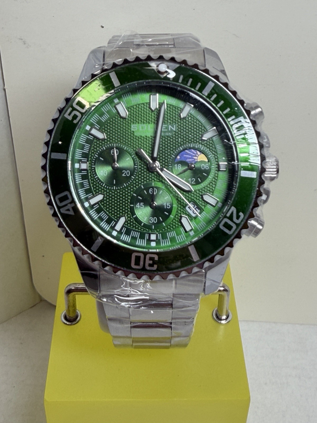 Men’s Sollen Green Chronograph Watch! Analog Quartz, Formal, Classic & SLEEK!!
