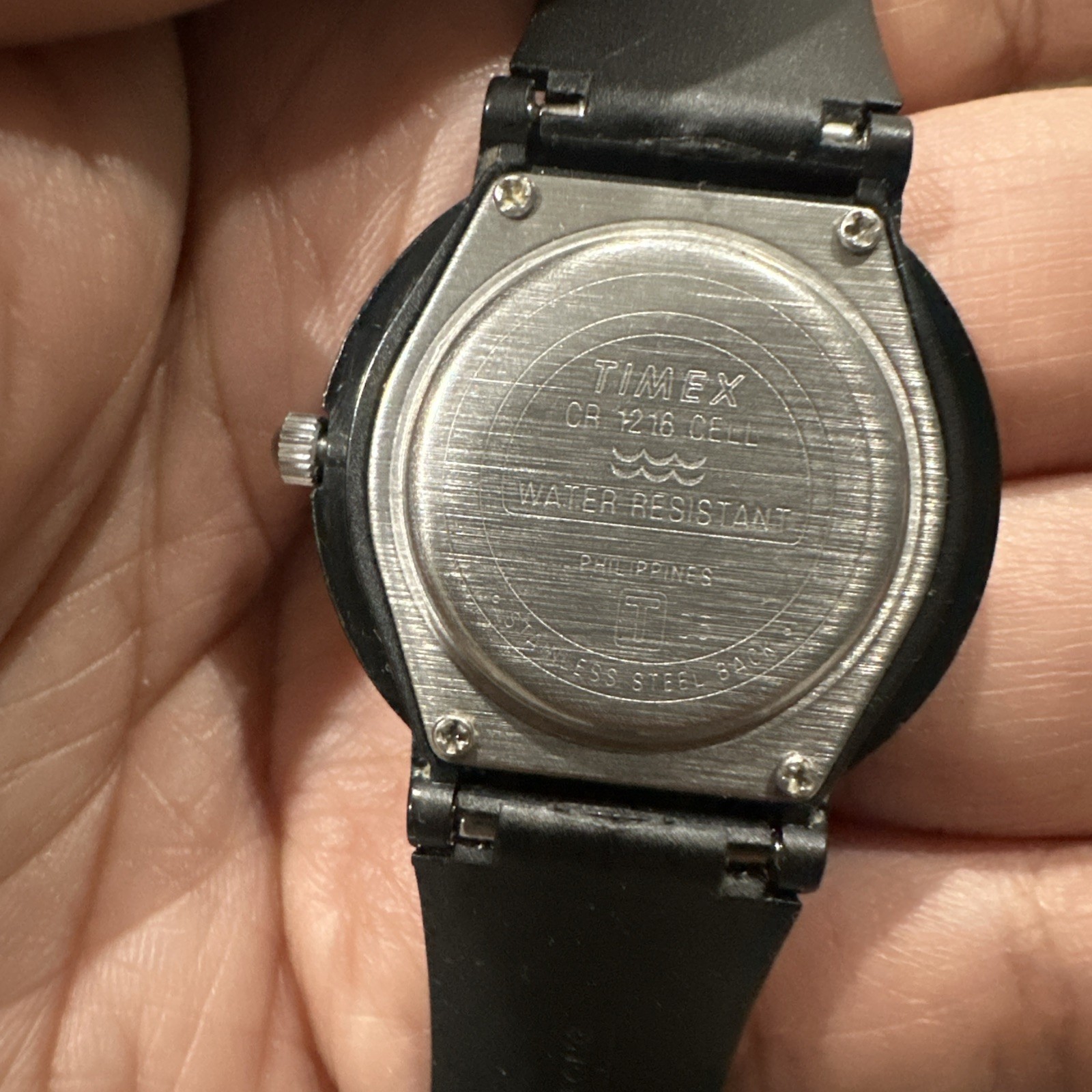 VTG Working Timex Unisex Quartz Watch WR 32mm Black Strap Black Fit 8.5in