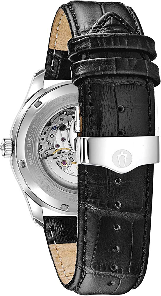 Bulova 96A217 Wilton Automatic 21 Jewels Black Leather Strap Men’s Watch $595