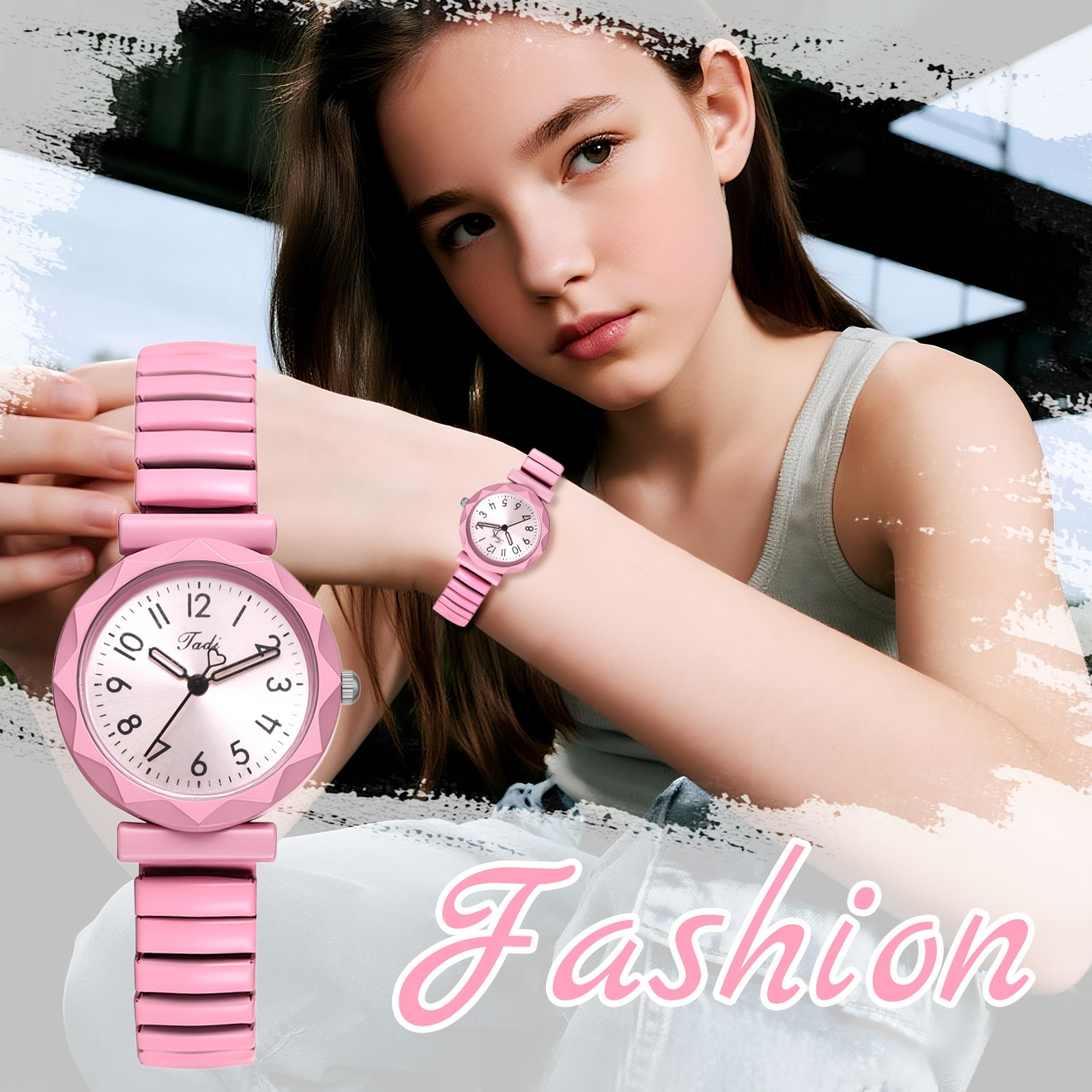 Boy Girl Candy Color Easy Read Stainless Steel Elastic Band Teenager Wrist Watch