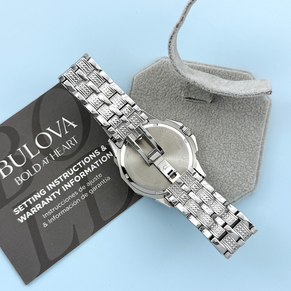 Men’s Bulova 96C134 Octava Crystal Chronograph Silver Dial Quartz Watch 41.5mm