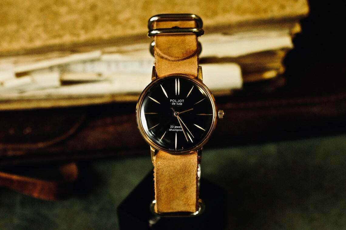 Watch POLJOT De Luxe Vintage Mechanical Luxury leather strap Men’s Ultra SLIM