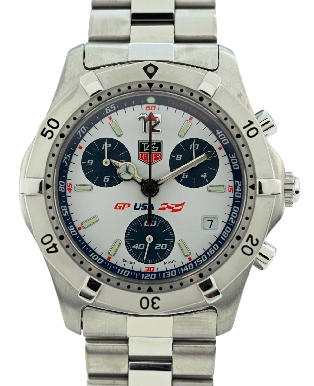 Tag Heuer Men’s 38mm GP USA 2000 Series LE 80/800 White Dial Watch- Ref: CK111A!