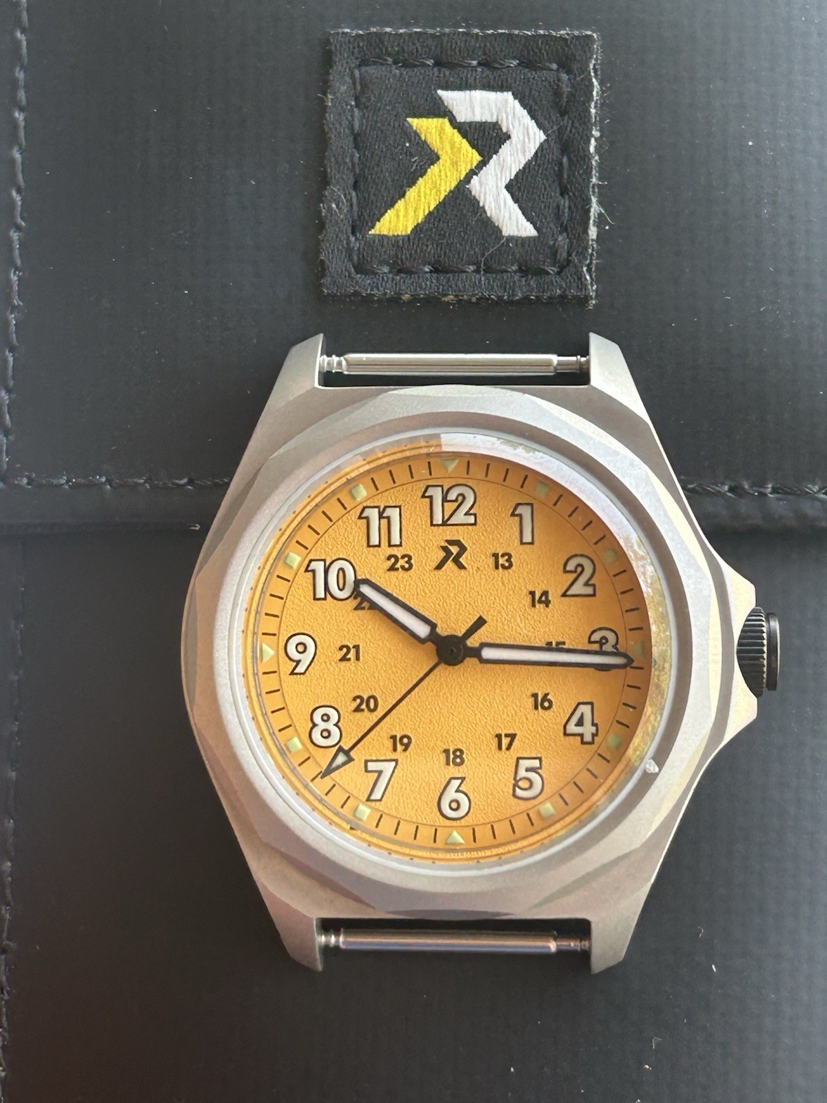 RZE Urbanist Titanium Quartz Watch Yellow Dial Black Nylon Strap 36mm Box