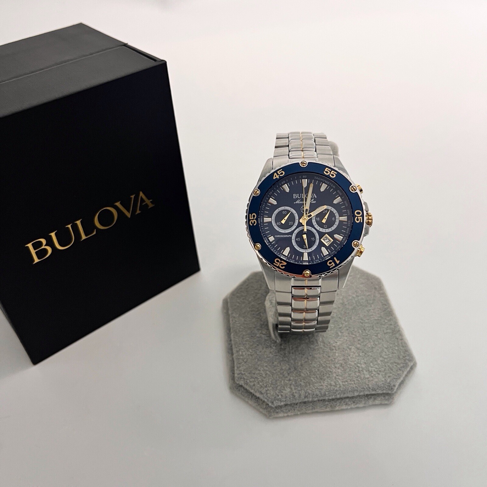 Bulova Marine Star 98B400 Blue Dial Stainless Steel Chronograph Men’s Watch New
