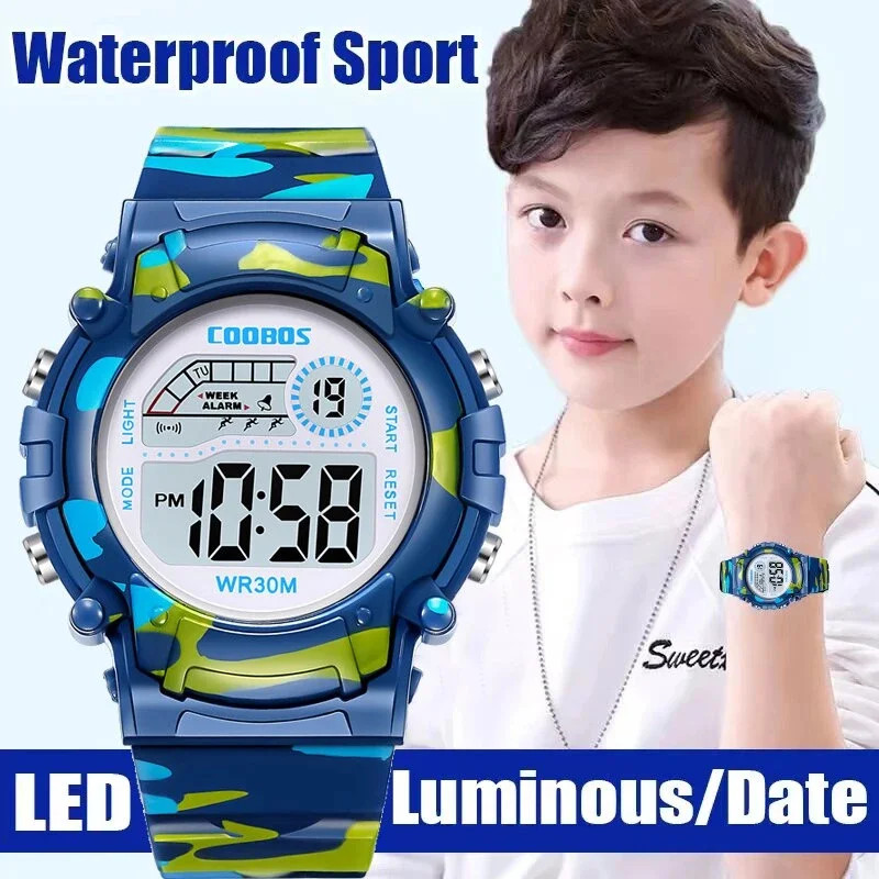 Kids Digital Sport Watch LED Waterproof Luminous Multifunction Wristwatch