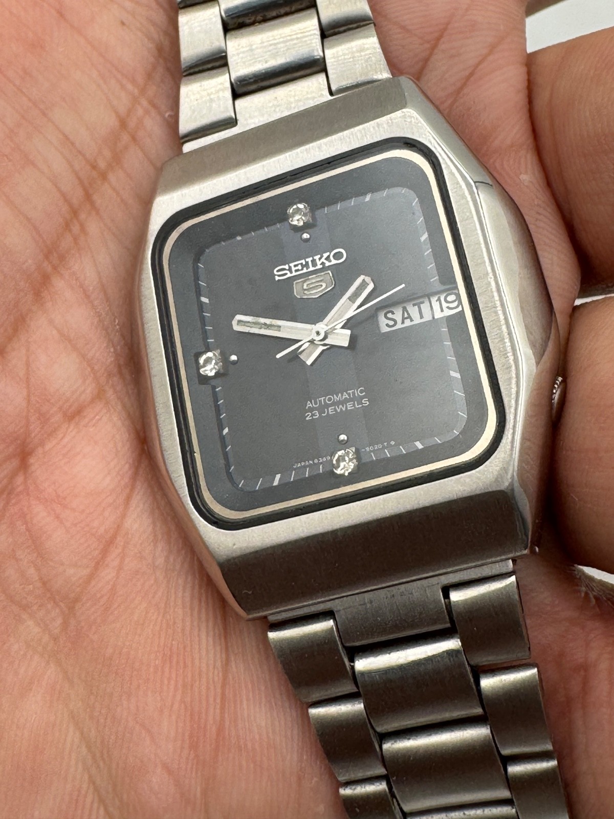 seiko 5 automatic 6349-501A black square for mans