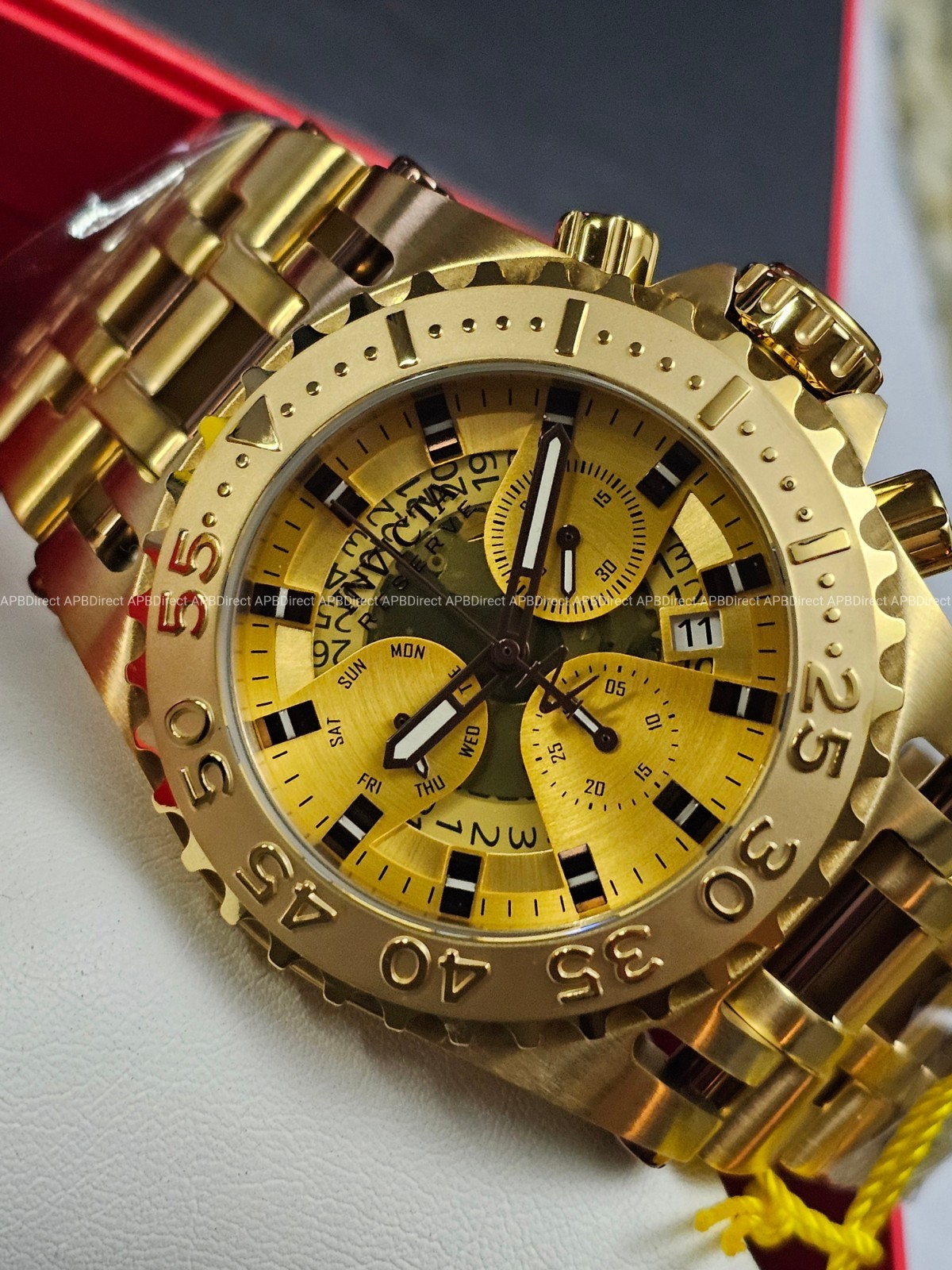 Invicta – Reserve CHAOS Gold LABEL – Swiss Z60 Chrono Gold Plated SS Mens Watch
