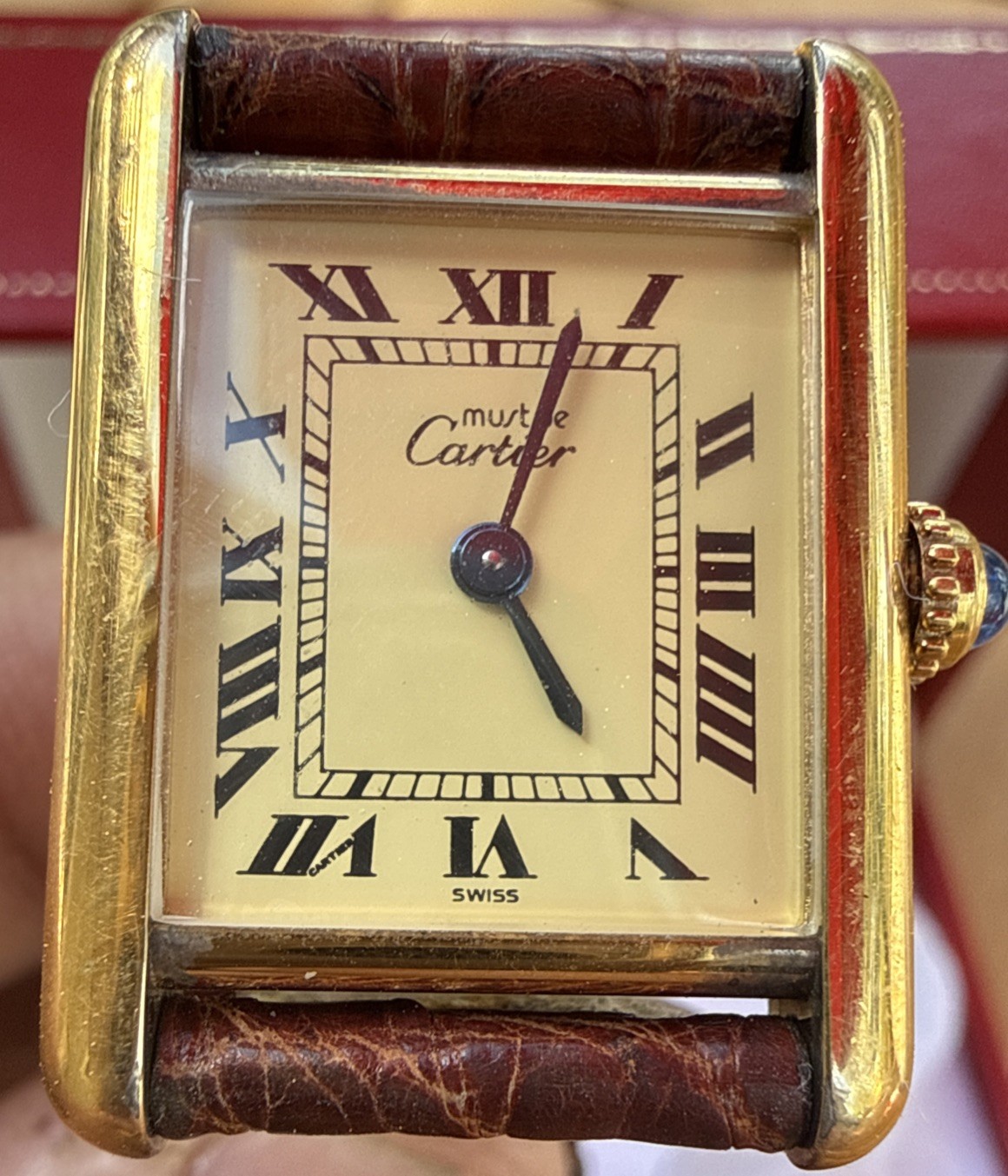 Vintage Must de Cartier Tank 5057001 Vermeil SM Quartz Womens Watch Box Inserts