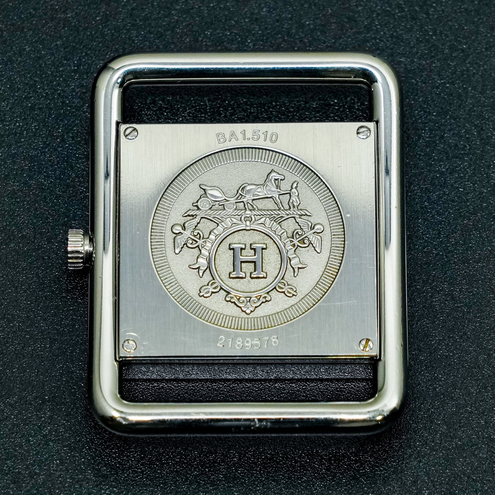 Vintage HERMES Barenia BA1.510 White Dial Date Square Quartz Unisex Adults