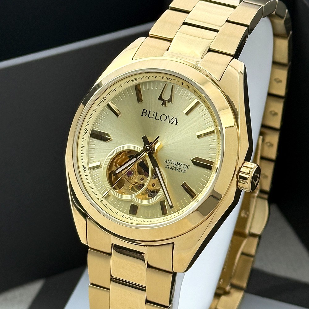 Bulova Men’s Surveyor Champagne Dial Stainless Steel Automatic Watch 97A182